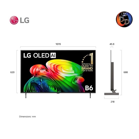 LG 48" รุ่น OLED48B6PSA LG OLED AI B6 4K Smart TV 2026 48B6