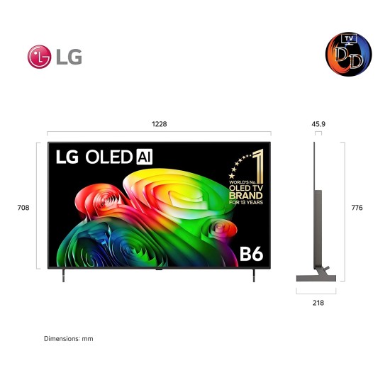 LG 55" รุ่น OLED55B6PSA LG OLED AI B6 4K Smart TV 2026 55B6