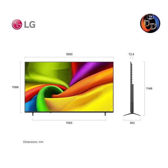 LG ทีวี 85" รุ่น 85NU855BPSA Smart TV LG NANO 4K UHD AI NU85 2026 85NU855B