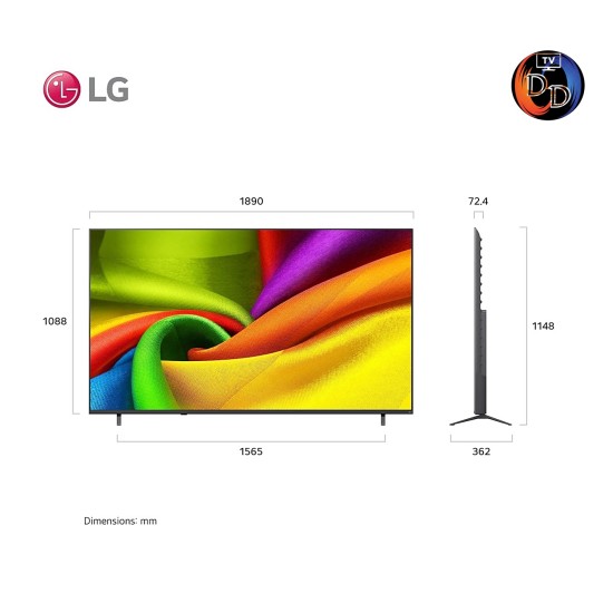 LG ทีวี 98" รุ่น 98NU855BPSB LG NANO 4K UHD AI NU85 4K Smart TV 2026 98NU855B