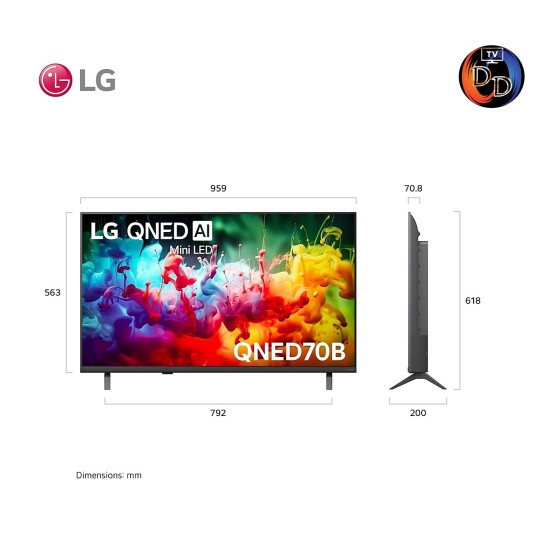 LG 43 นิ้ว รุ่น 43QNED70BSA LG QNED AI QNED70 Mini LED 4K Smart TV 2026 43QNED70B