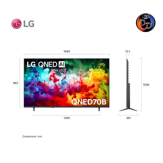 LG 75 นิ้ว รุ่น 75QNED70BSA LG QNED AI QNED70 Mini LED 4K Smart TV 2026