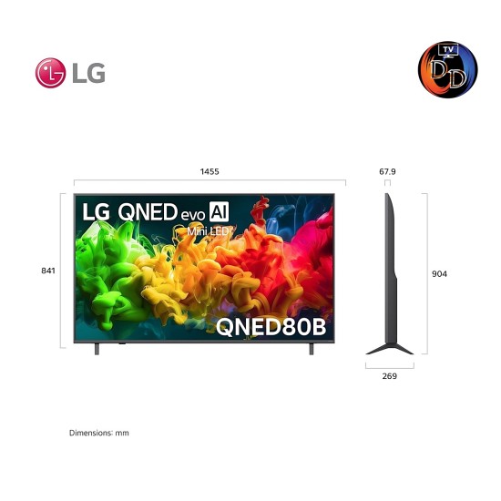 LG ทีวี 65" รุ่น 65QNED80BSA LG QNED evo AI Mini LED QNED80 4K Smart TV 2026 65QNED80B